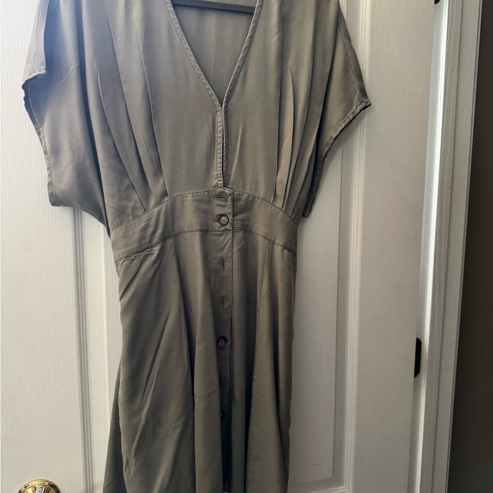 New Quince Olive Green Button-Down Dress XL